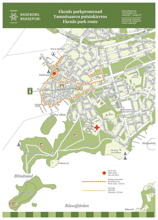 Karta över Ekenäs parkpromenad